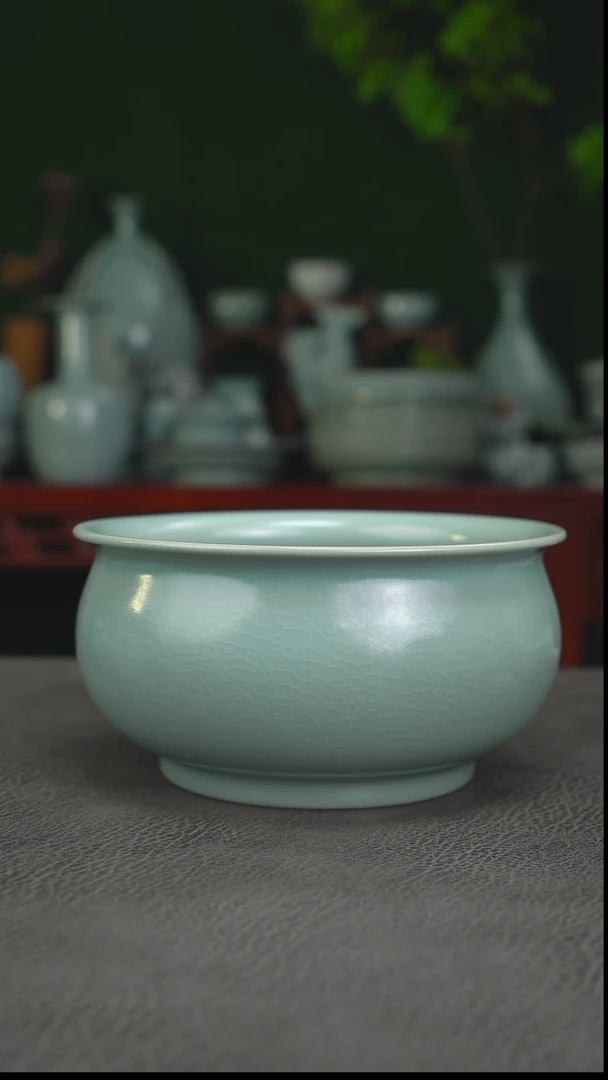仿古天青精品玉兰洗~帆
