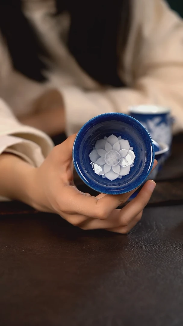 【闪购商品】杯初蓝舍洒蓝佛莲小压手杯