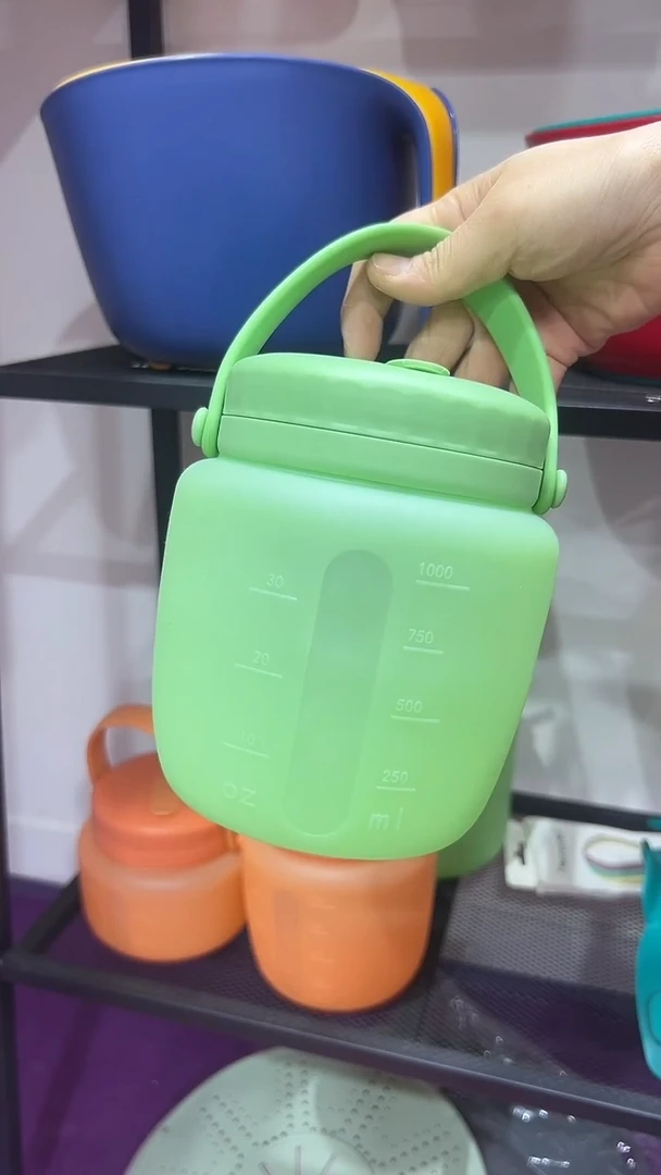 硅胶半透绿色-1000ml圆形硅胶桶