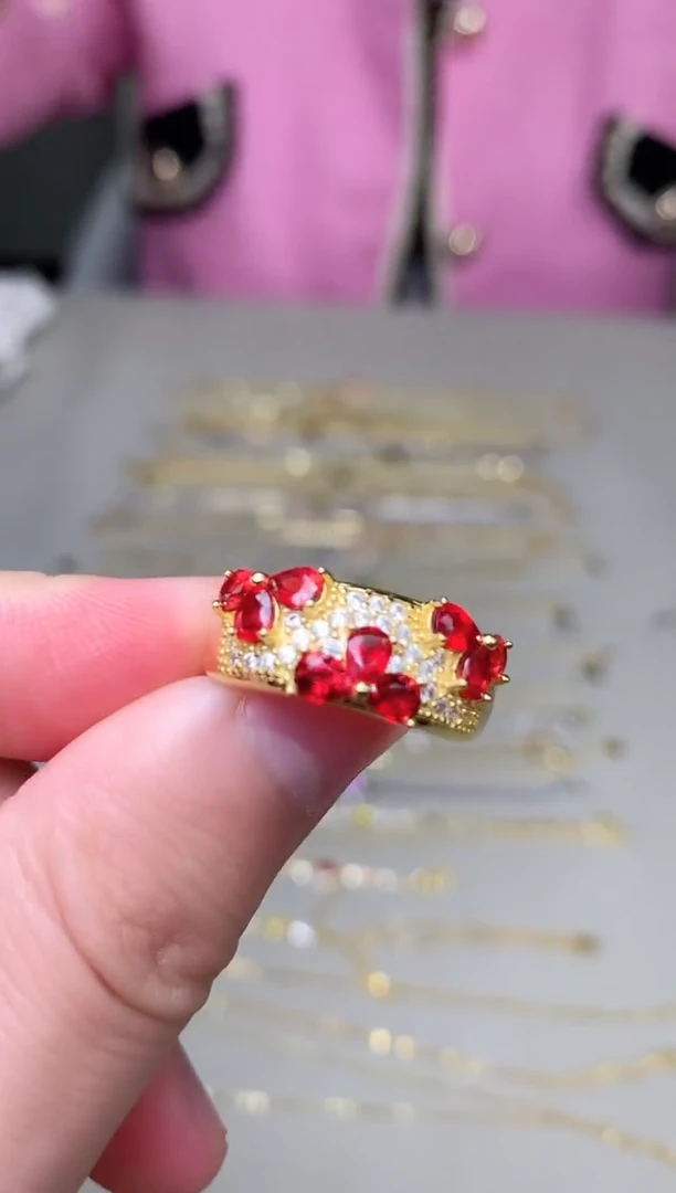 戒指蓝宝石银S925镶嵌戒指