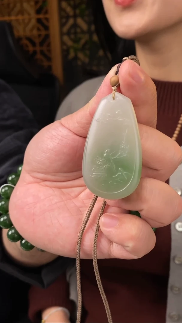 【闪购商品】和田玉吊坠未镶嵌【玉道侠侣】翠青喜上眉梢