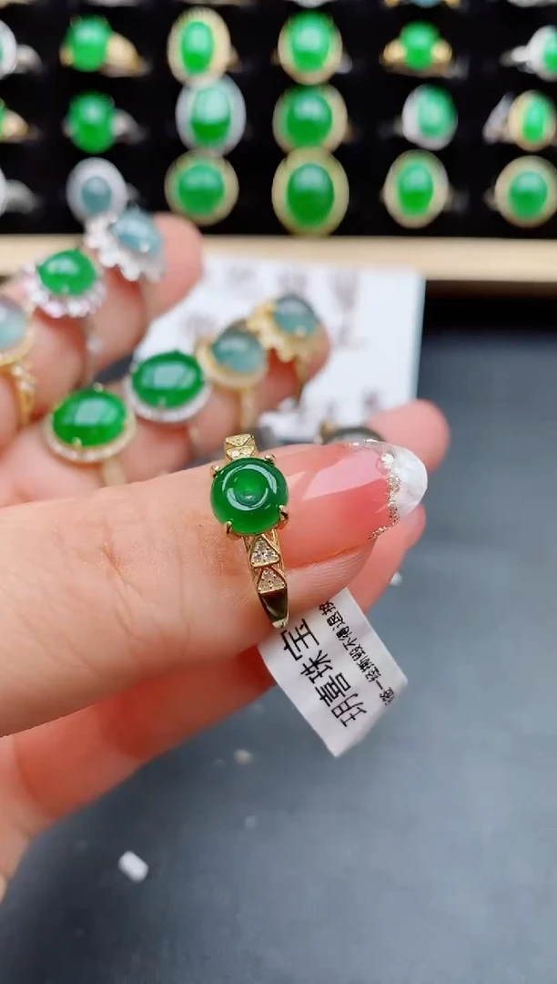 【闪购商品】翡翠戒指银S925镶嵌3535