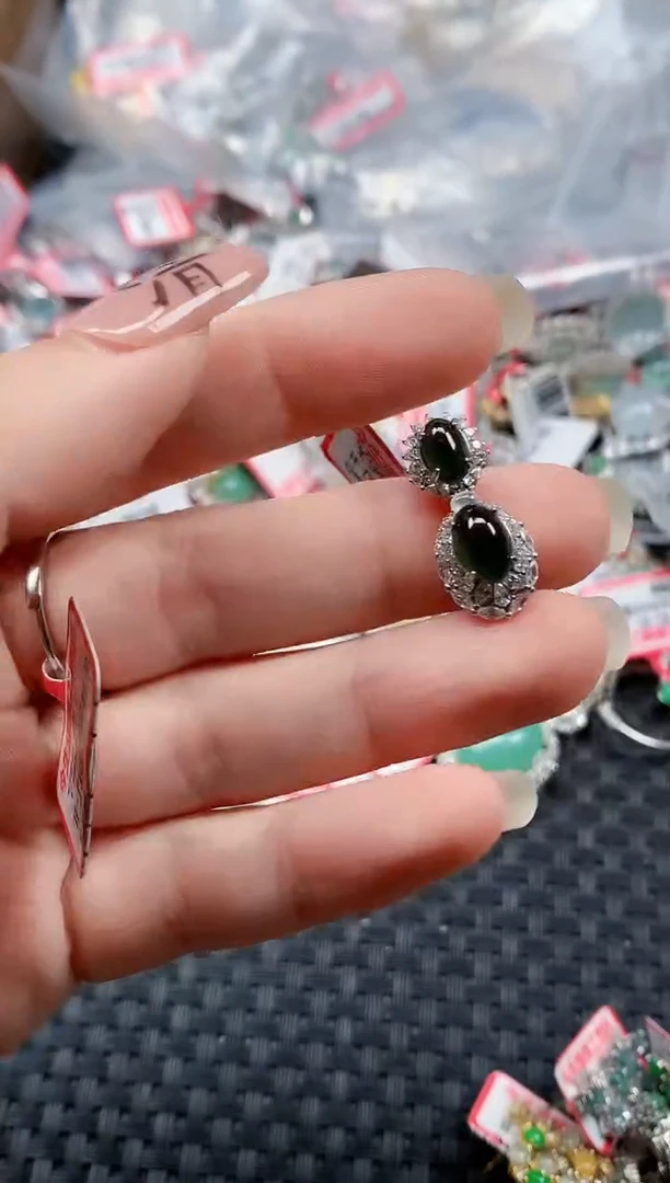 银S925镶嵌戒指翡翠天然A货缅甸翡翠