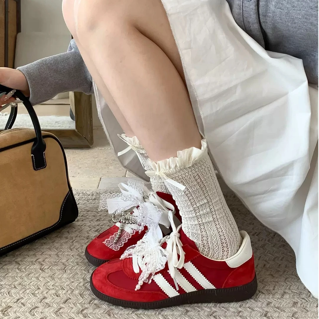 MIVEAKA米薇卡 可拆卸蝴蝶结德训鞋平底休闲鞋【交个朋友】