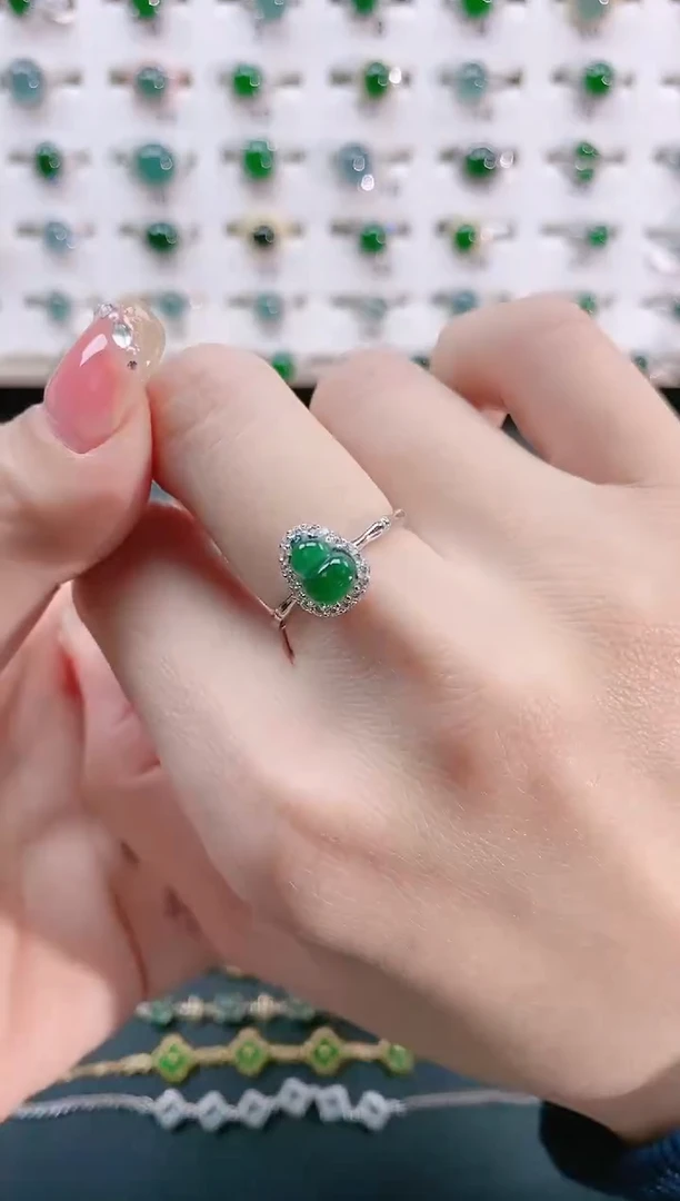 【闪购商品】翡翠戒指银S925镶嵌天然翡翠