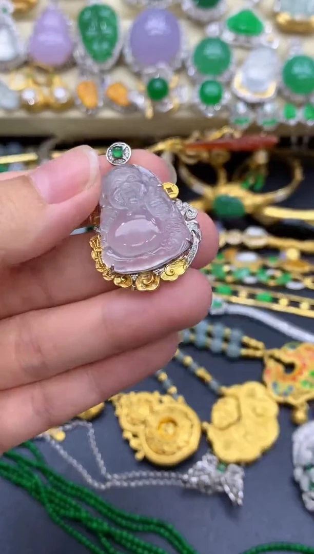 翡翠18K金镶嵌颈饰276-中国好珍宝