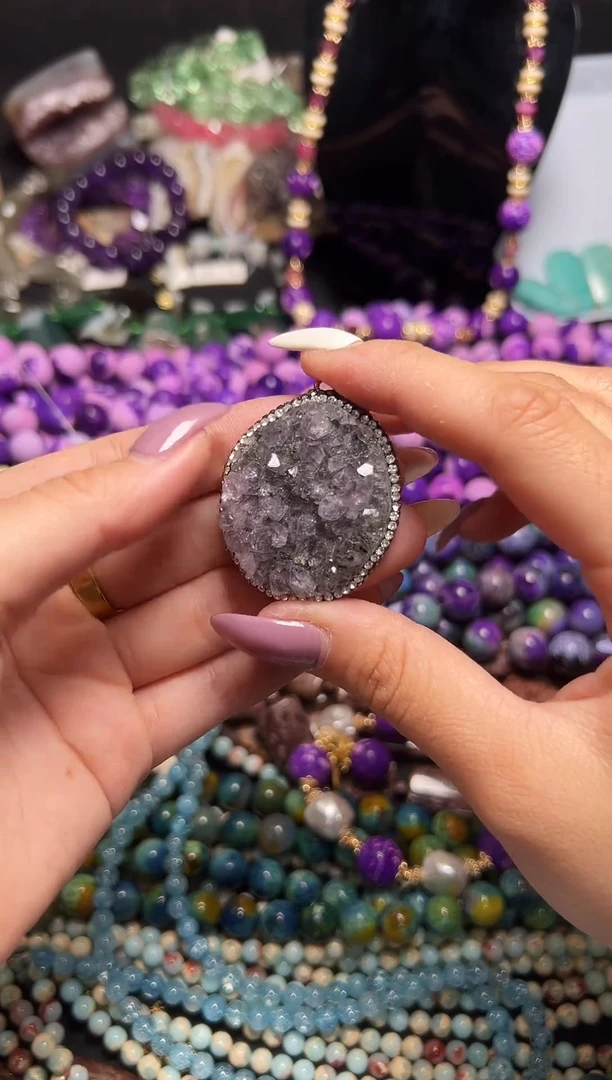 合金玛瑙/玉髓珠宝半成品X511紫水晶吊坠