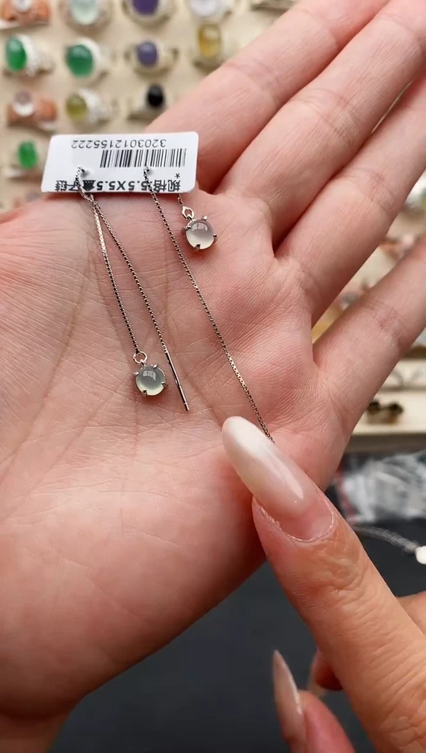 银S925镶嵌戒指翡翠缅甸天然A货翡翠111   1-9