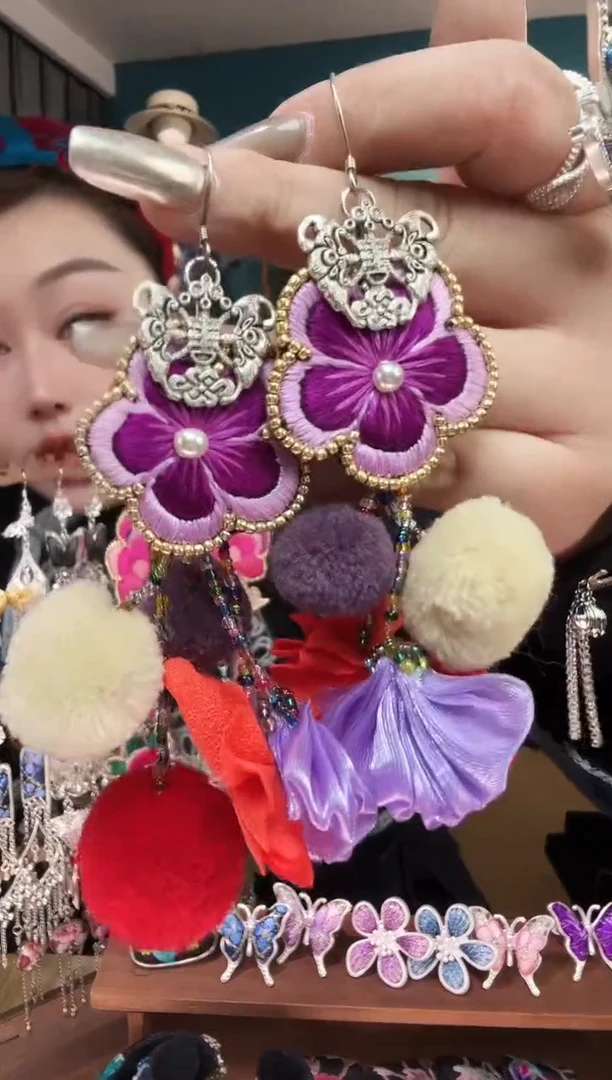 刺绣纯手工民族风刺绣耳环