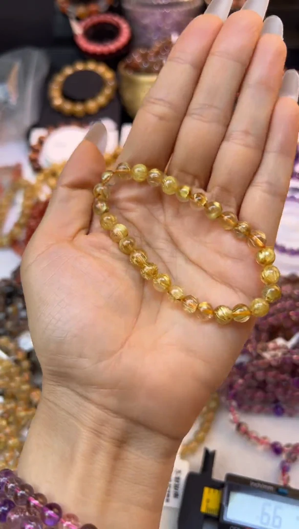 未镶嵌手串水晶金发晶6.6mm+