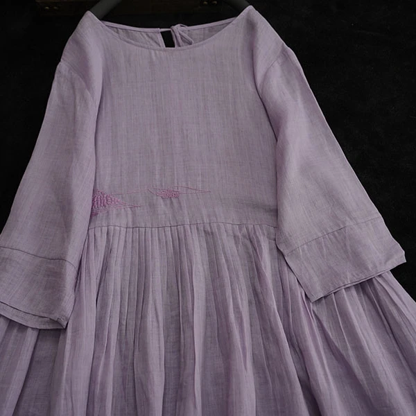 静家6直播间 合集苎麻印花圆领长款多色连衣裙