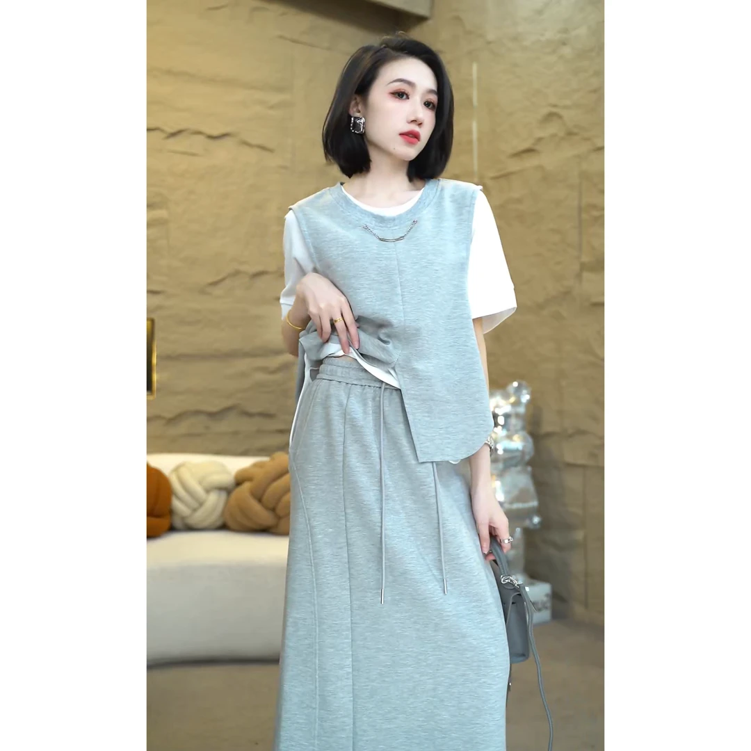 欧颍昇2025女款轻奢小众高级感女装外出洋气中长款半身裙子7208