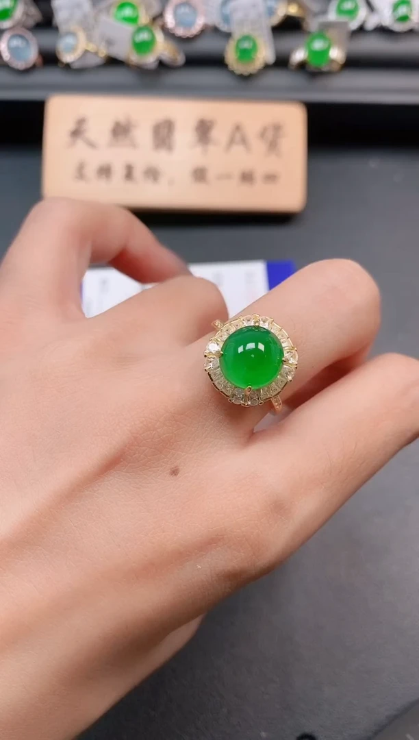 银S925镶嵌戒指翡翠1