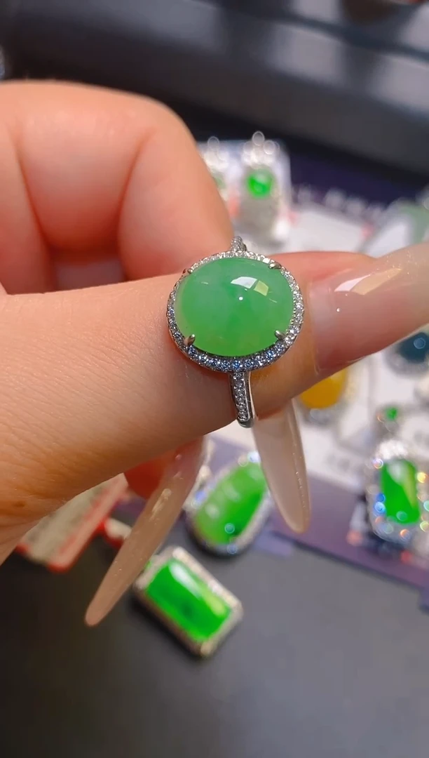 翡翠银S925镶嵌耳饰天然