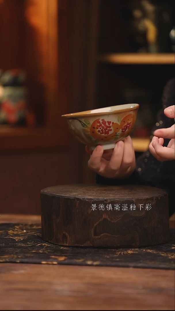 陶瓷 景德镇高温釉下手绘陶瓷@L497@