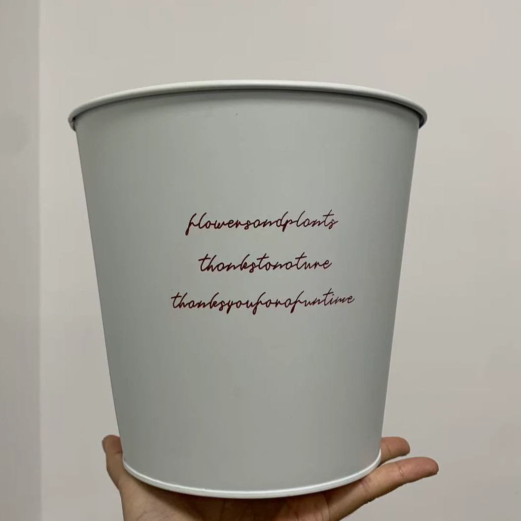 外贸孤品白色英文简约花盆打孔种植盆