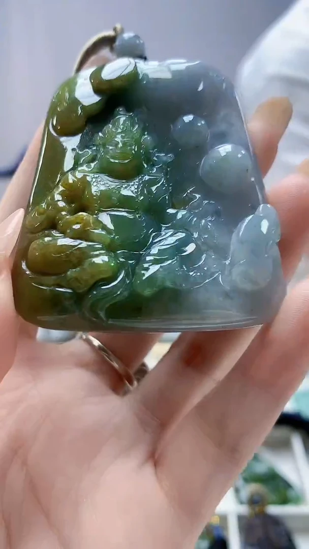 未镶嵌定制翡翠4917DD-毛货挂件54