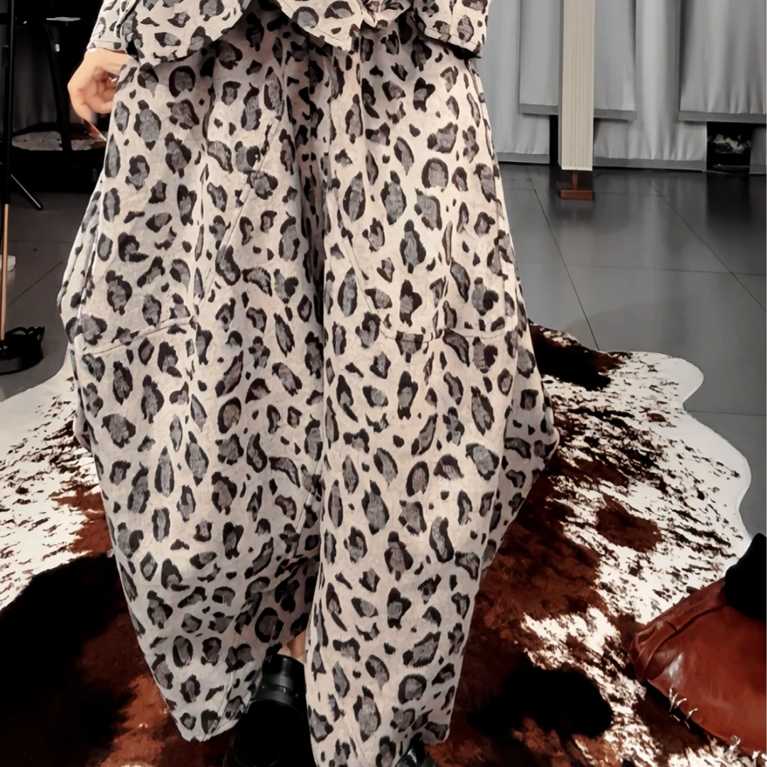 秋冬小众设计前长后短高腰吊裆裤女街头风时尚宽松百搭不对称长裤