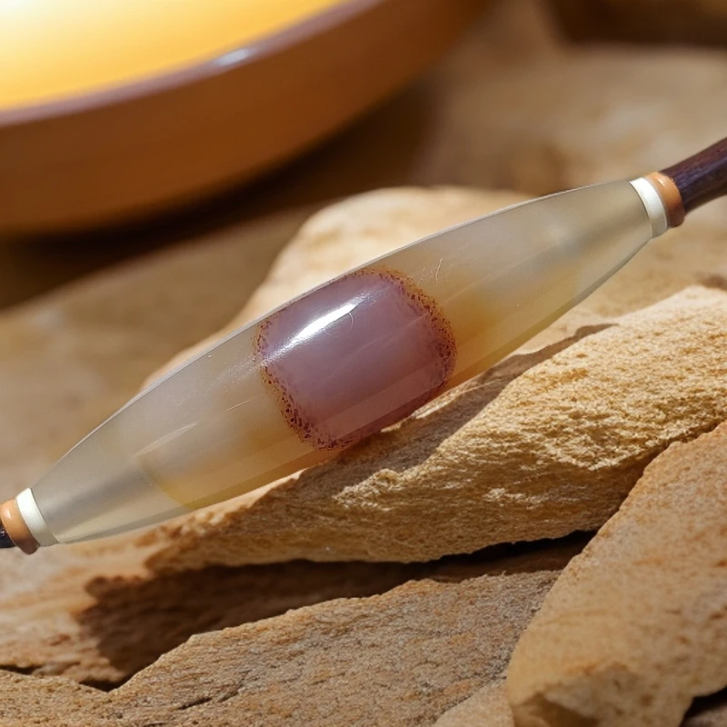 天然巴西玛瑙尺寸：62*15 红沙套线 一眼红沙星空眼 锁骨吊坠珠