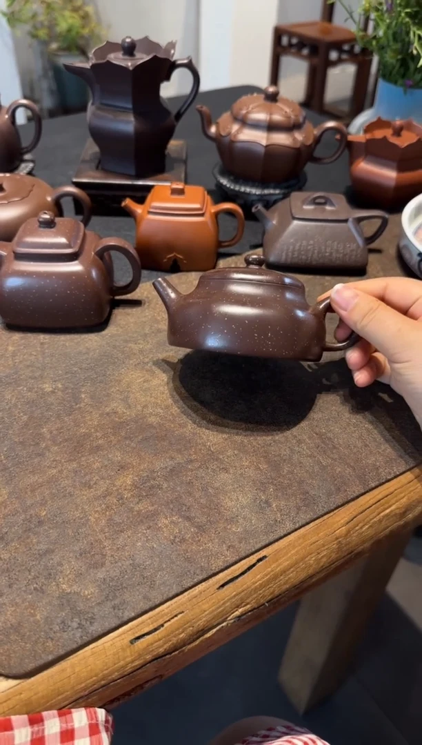 茶壶紫砂六方静乐 铺砂