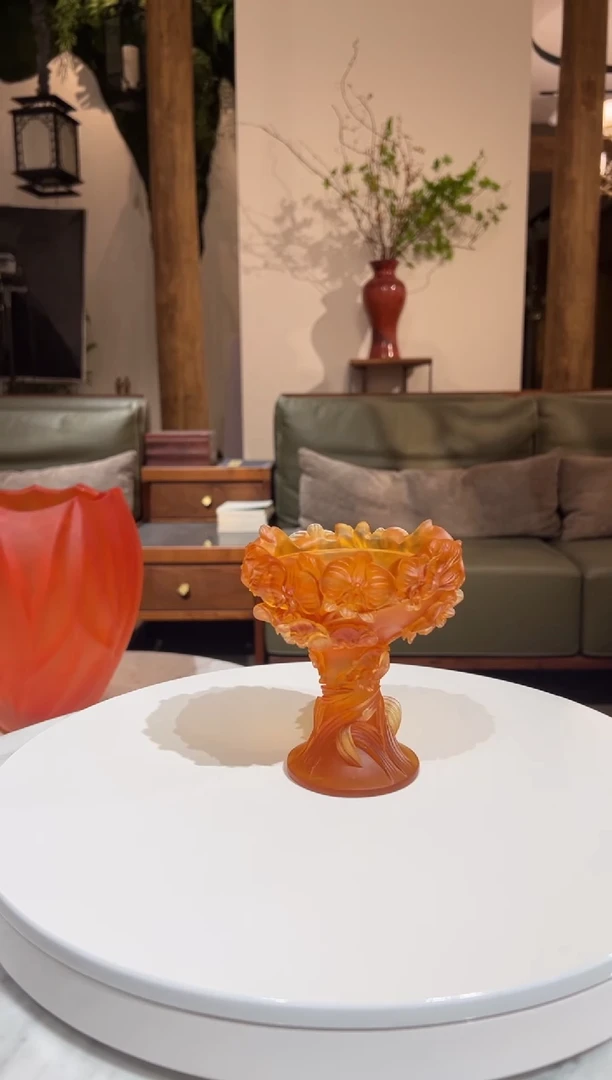 【闪购商品】摆件CML062琥珀色蝴蝶艺术琉璃花器