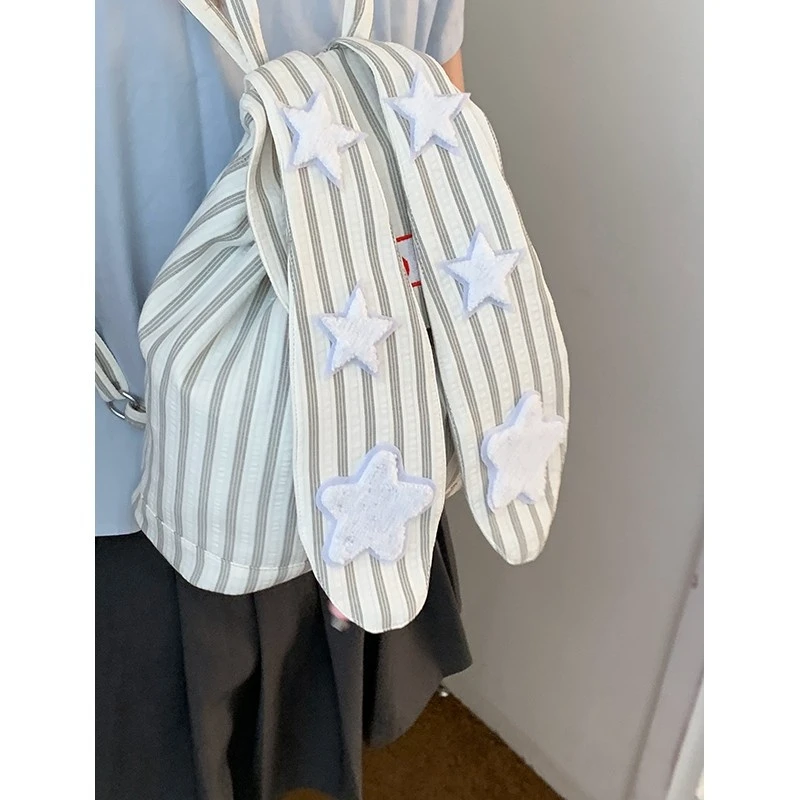 可爱兔耳朵双肩包包女款新款学院风时尚出游小背包学生书包