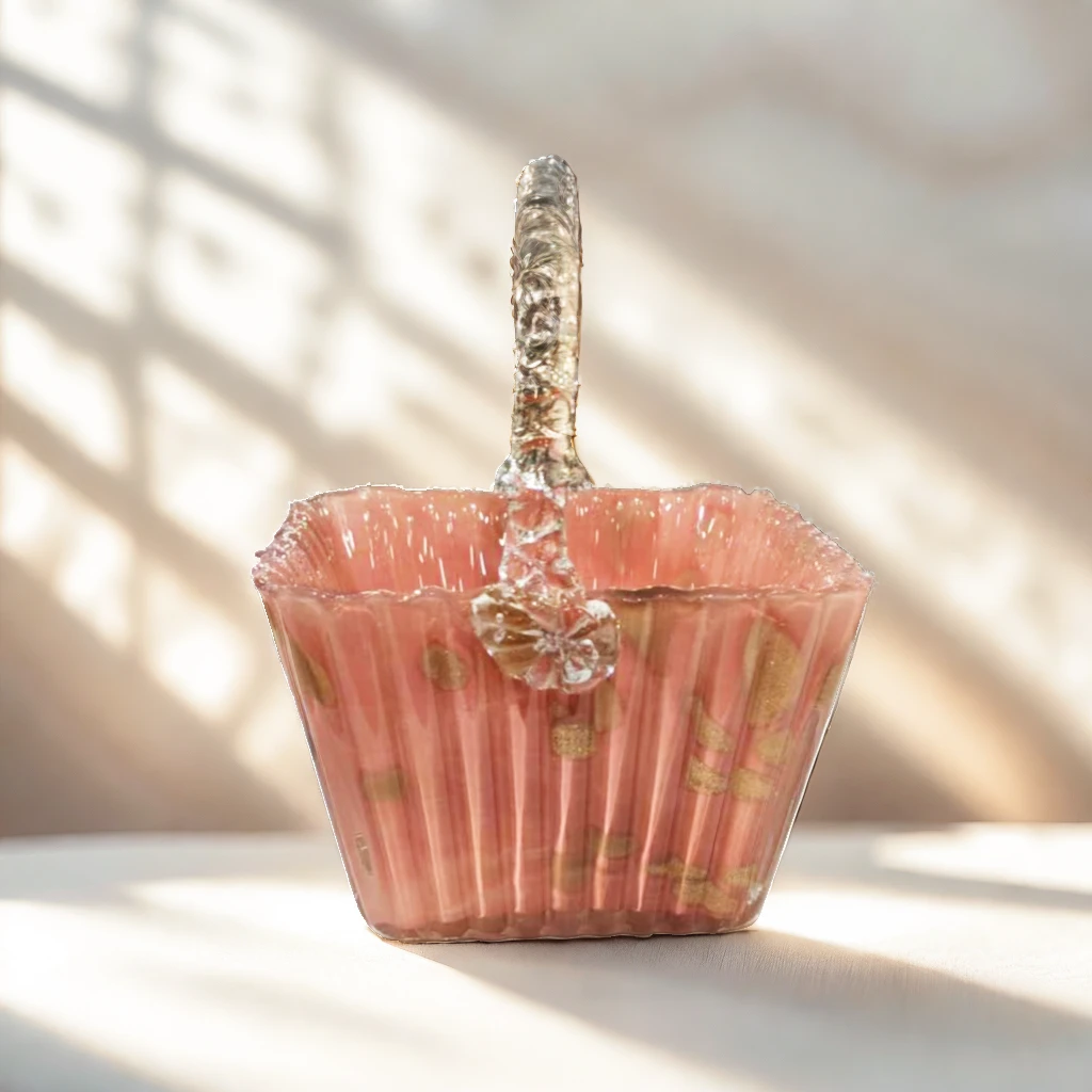 S.k963 轻奢创意琥珀气泡提篮客厅家用手提小果盘方格果蓝摆件