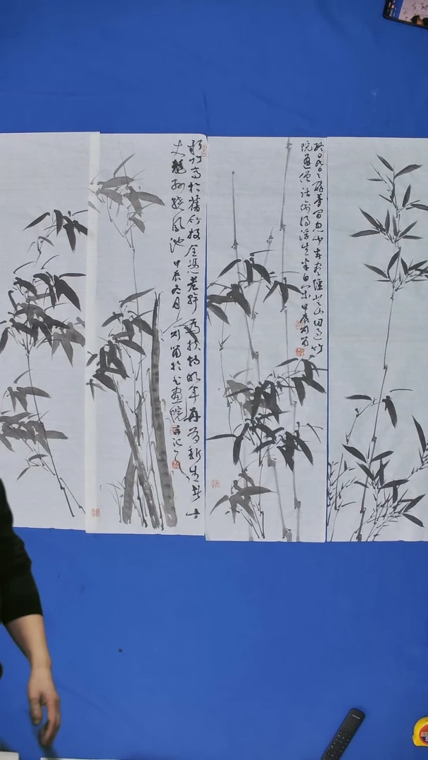 【闪购商品】国画刘啸老师国画竹子 25*90cm 四条屏