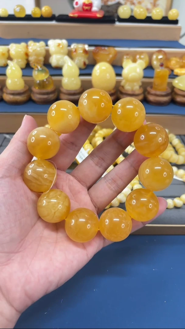 手串蜜蜡未镶嵌p51俄料蜜蜡妖花手串 89.13克 24mm