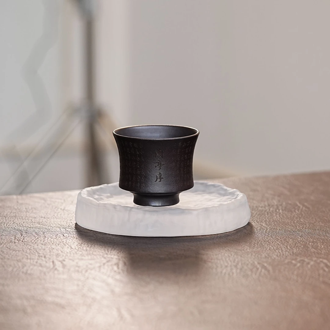 宜兴原矿石黄刻绘兰亭序马蹄主人杯茶具茶杯 105