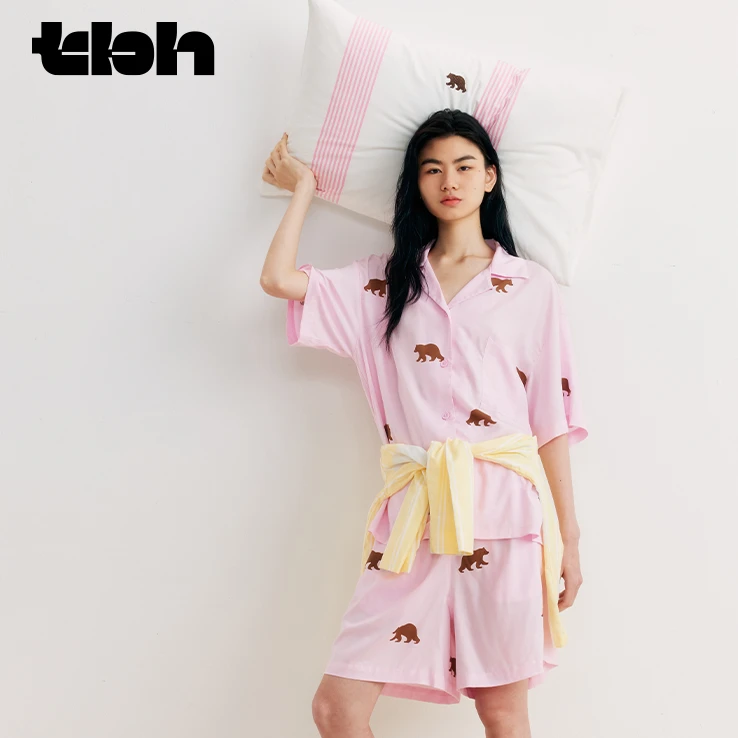 tbh野兽派家居环生纤凉感短款家居服夏季薄款新款睡衣女套装dr