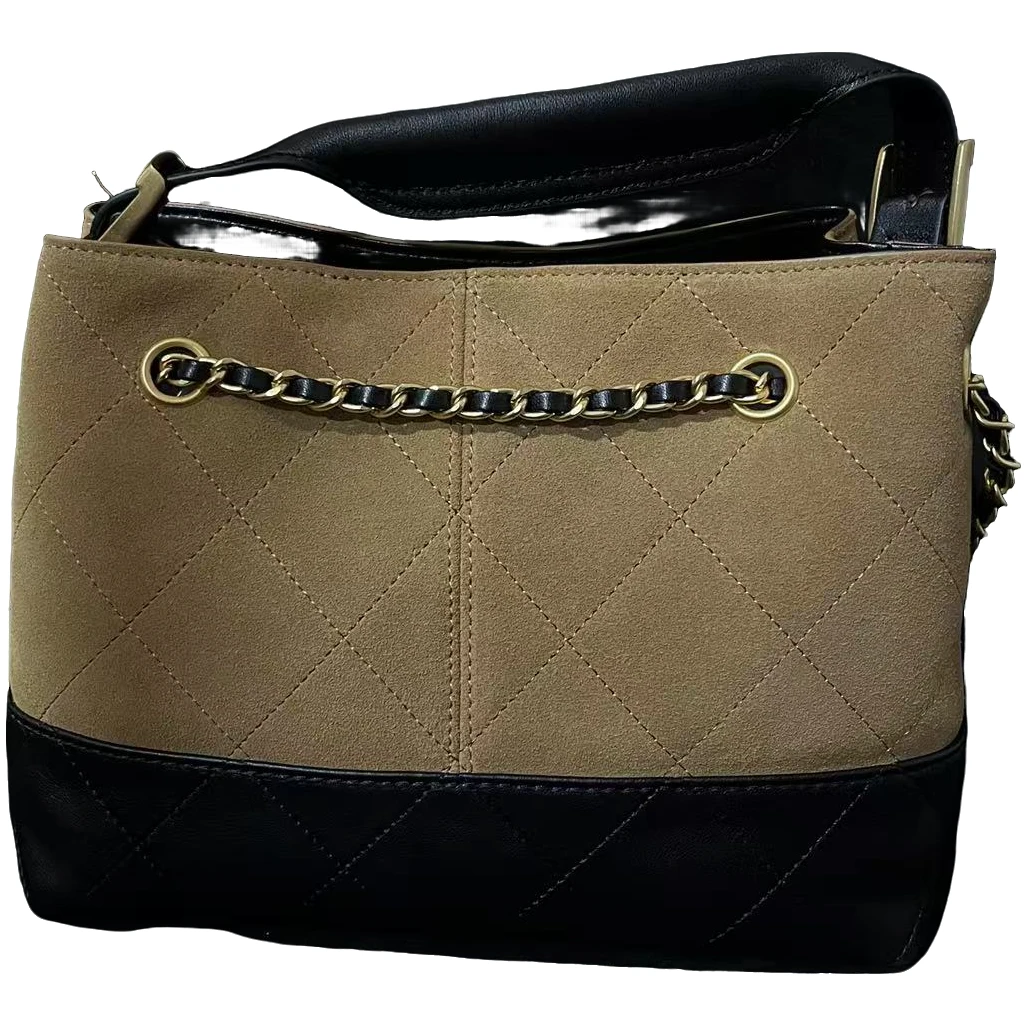 TOLEX2025新款女包金手拎时尚复古黑棕拼接色24cm 10982 小号