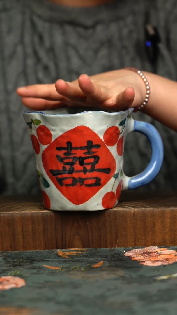杯釉下彩手工手绘同款陶器