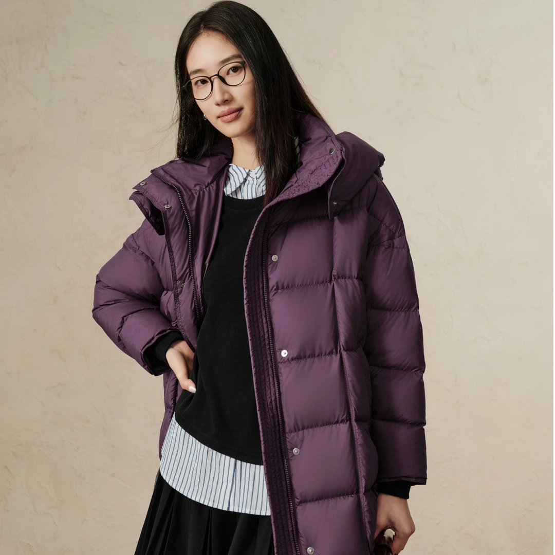 【羊羊专属】玖姿·安娜蔻JTDD03227宽松连帽中长羽绒冬季款