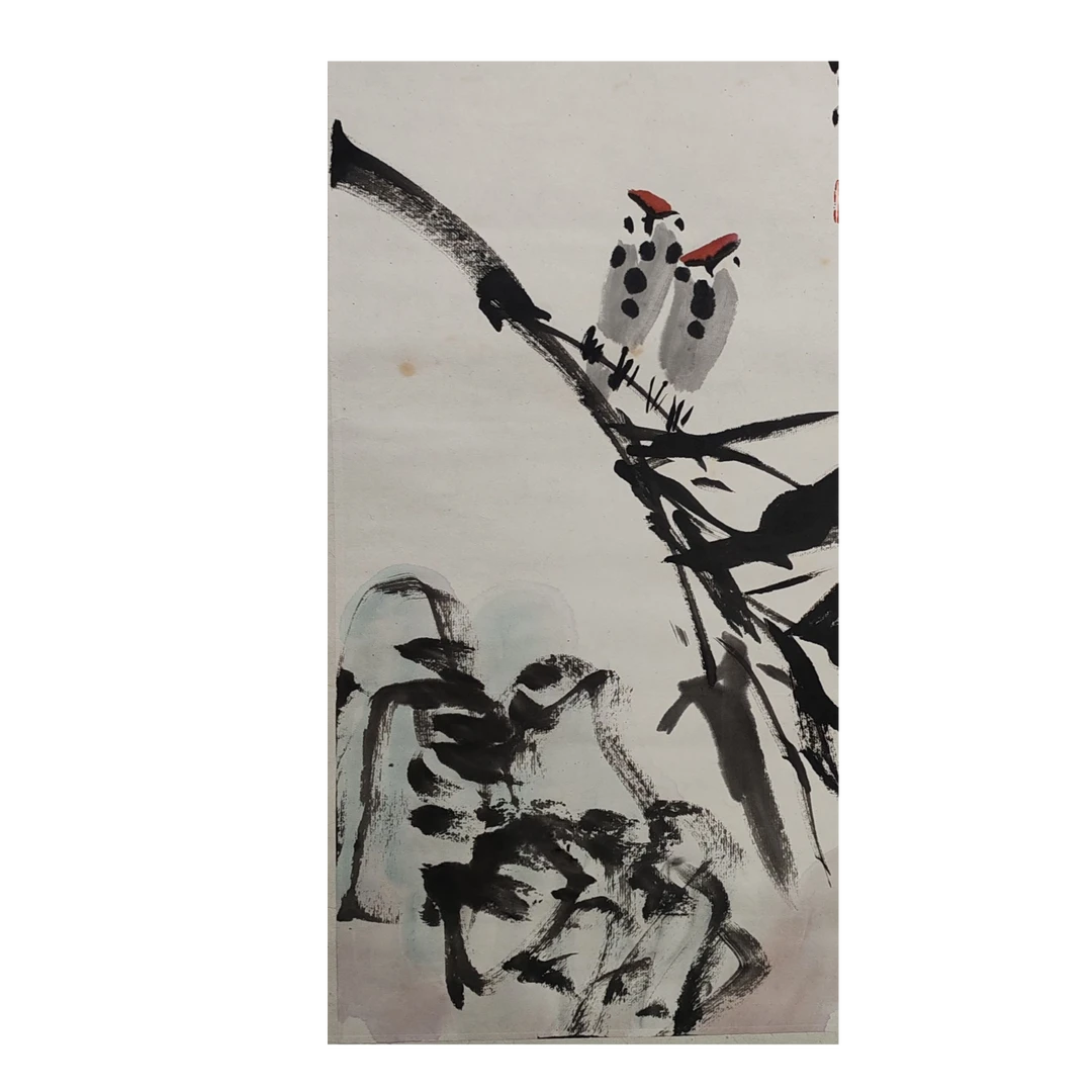 LOT.042 麟庐 竹雀 45*35 纸本设色镜片