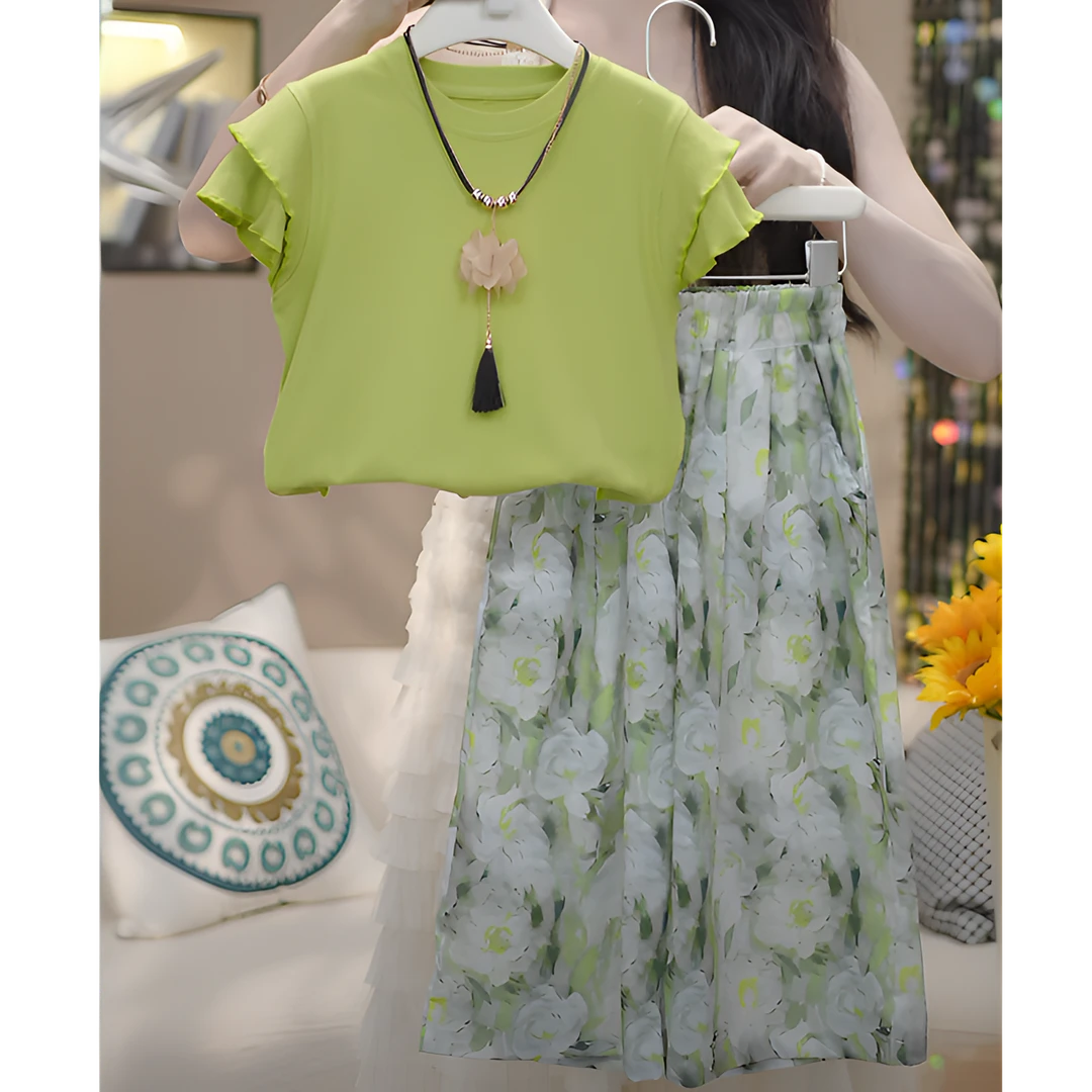 女童夏季套装2025新款洋气时髦网红韩范女宝宝两件套儿童轻薄夏装