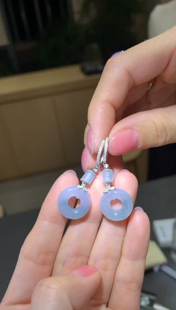 18K金镶嵌翡翠耳饰|不退不换