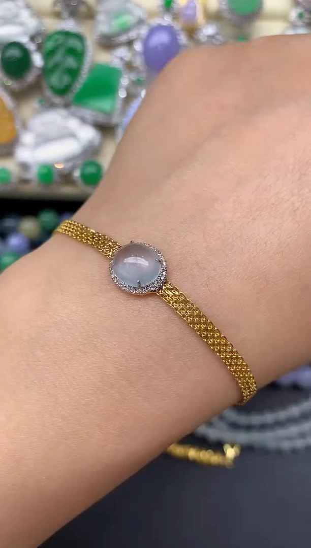 18K金镶嵌手链翡翠267-雪姐翡翠天天见
