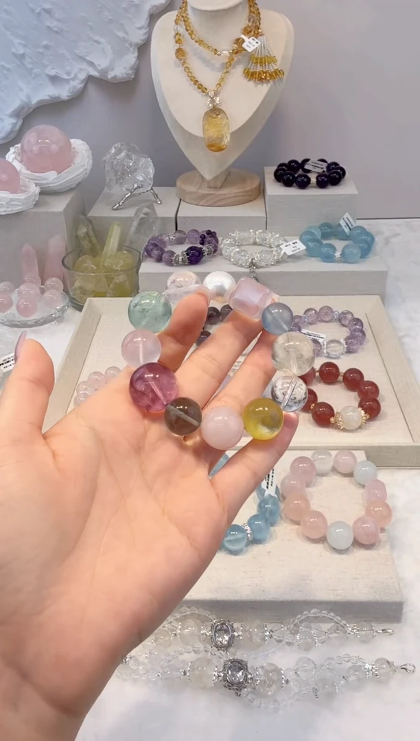 水晶手串未镶嵌拍4单发一串 多样性发其一