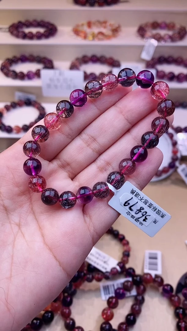 未镶嵌手链水晶黑加仑超七单圈8m+