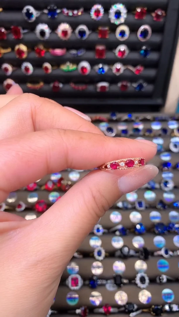 【闪购商品】红宝石戒指银S925镶嵌玫瑰金