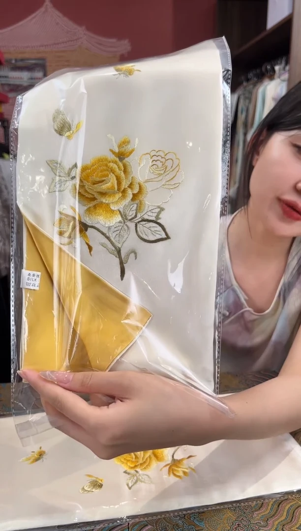 刺绣苏绣100桑蚕丝丝巾