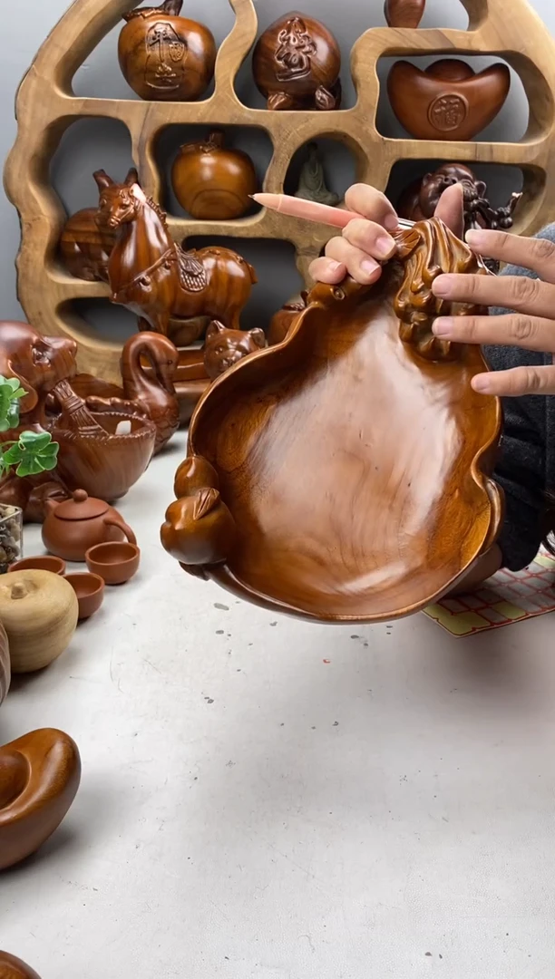 香樟木*A58福禄寿果盆/尺寸