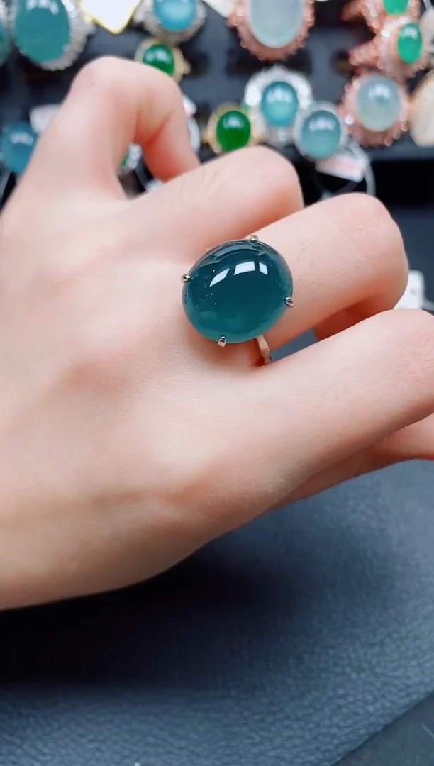 银S925镶嵌戒指翡翠翡翠