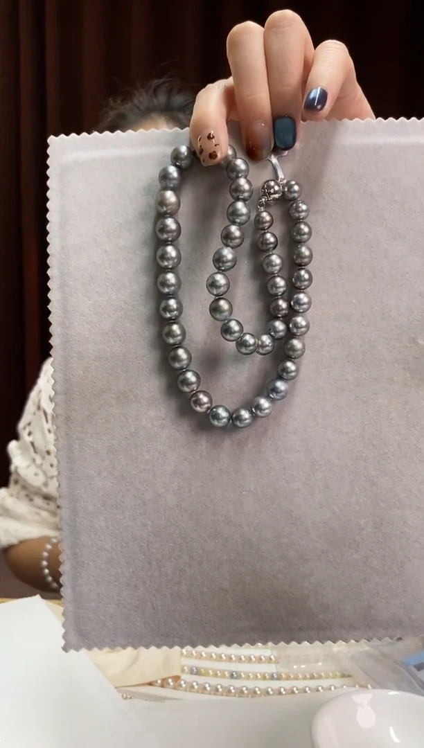 项链未镶嵌海水珍珠8-11大溪地黑珍珠项链