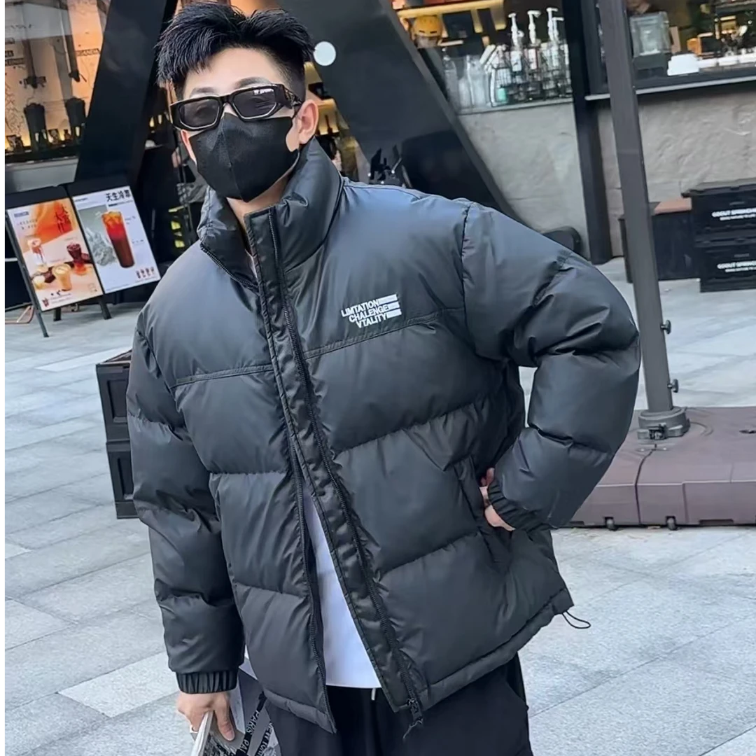 2413-拼接撞色冬季短款立领时尚情侣款百搭宽松保暖外套