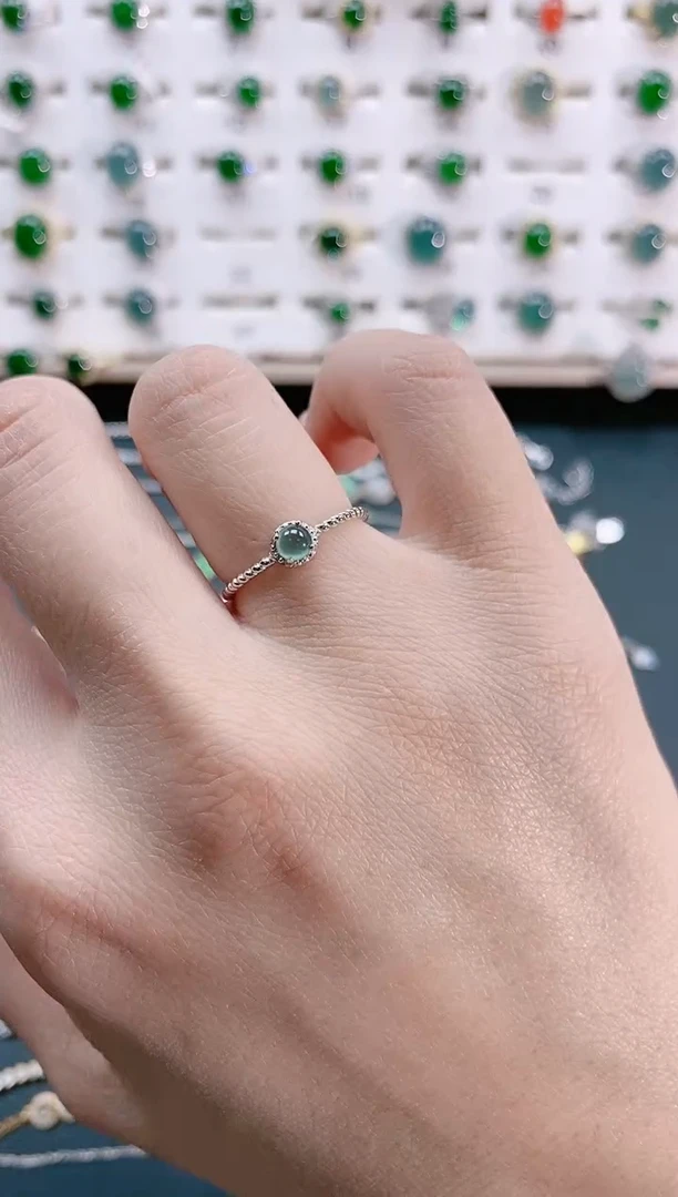 【闪购商品】翡翠戒指银S925镶嵌天然翡翠