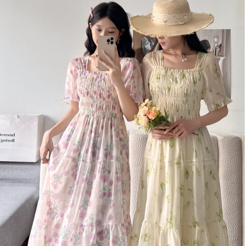 定制大码女装适合微胖mm夏天气质温柔风中长款显瘦遮肚连衣裙