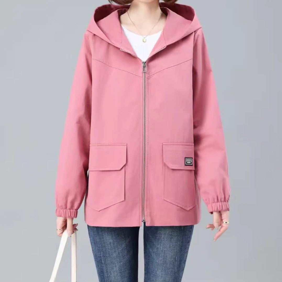 6132休闲大码宽松减龄连帽夹克外套（8102）