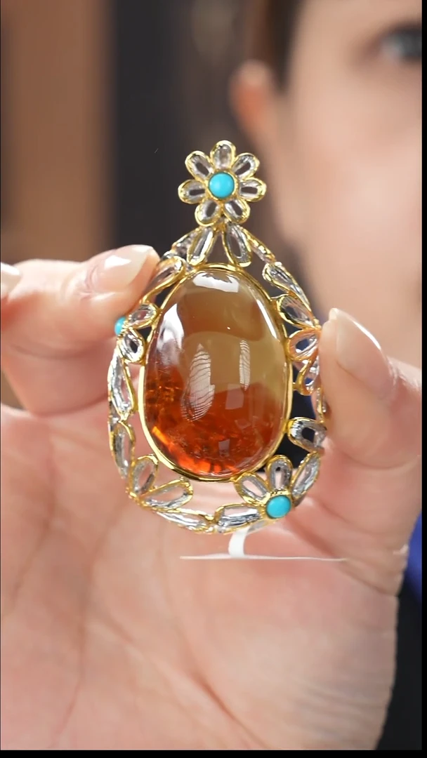 琥珀吊坠(不含链)未镶嵌精品红皮吊坠